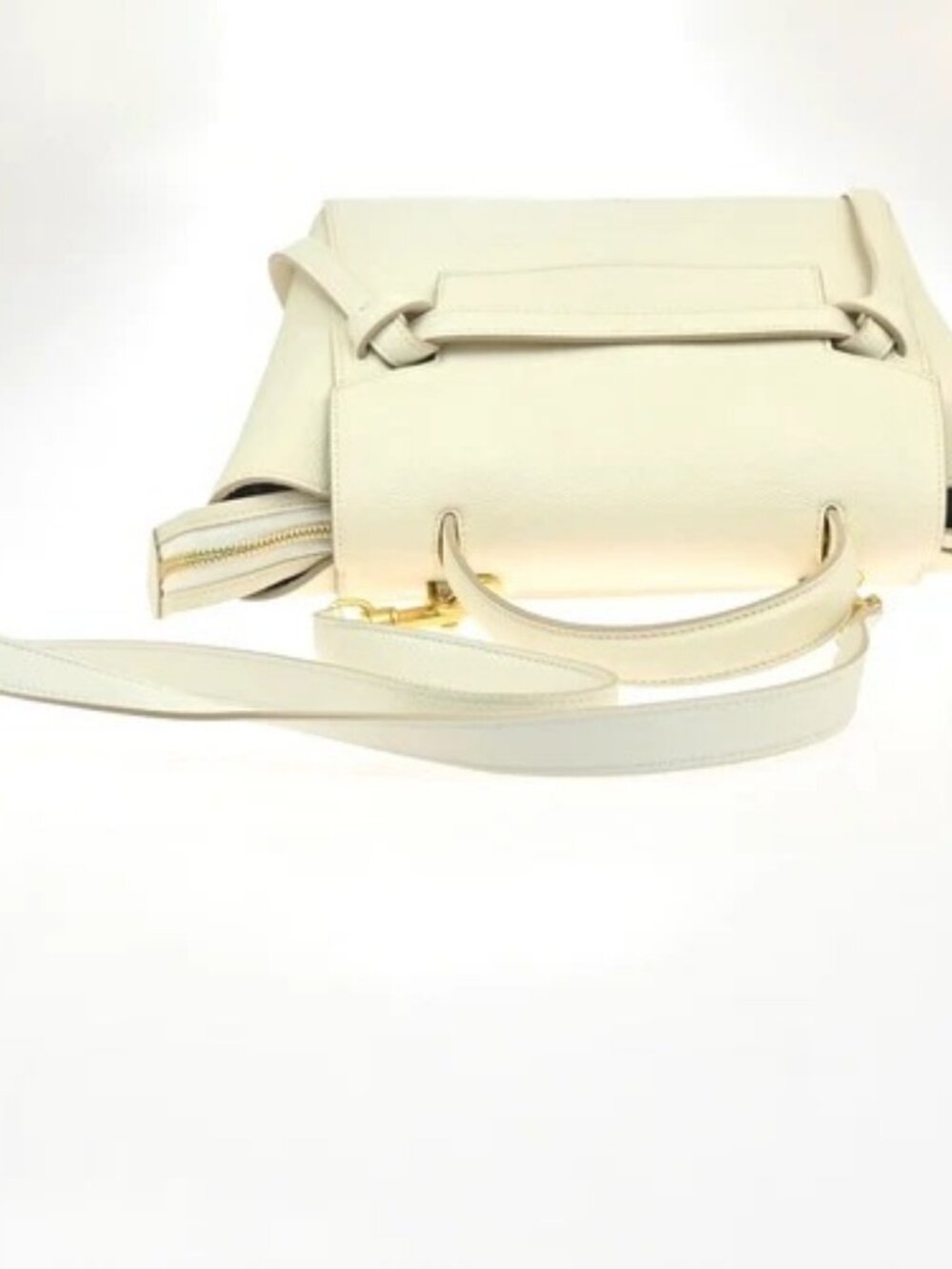 CELINE Logo Belt 2way Shoulder Hand Bag Leather White GHW Italy 29RL885 - Picture 5 of 16